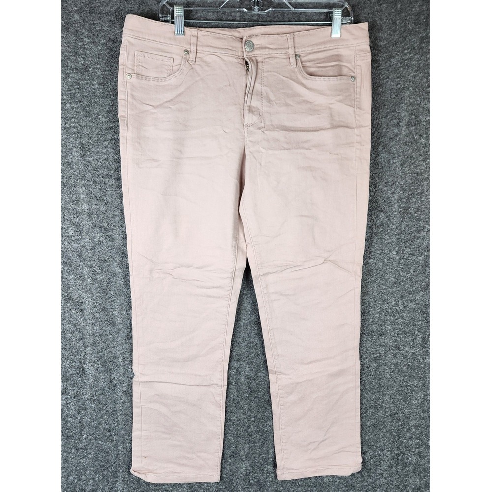 Loft Jeans Women 12 Denim Cuffed Crop Pink Stretch Straight EUC